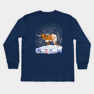 Texas Snowmageddon- Longhorn Kids Long Sleeve T-Shirt